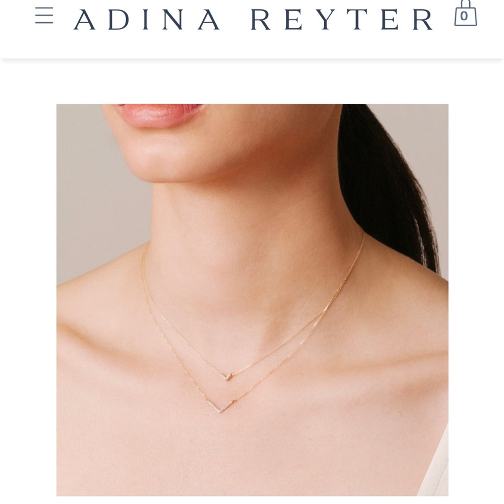 Adina Reyter necklace: Hand set pavé diamond V measures approximately 15mm.